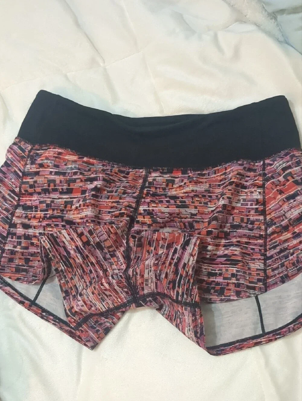 lululemon athletica Multi-Color Patterned Athletic Shorts with Black Waistband